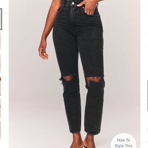 NWT Curve Love 90s Ultra High Rise Straight Jeans Ripped Black Wash Size 22/36R